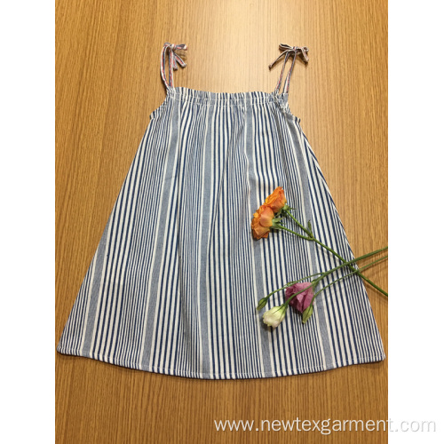 casual striped A shape strapy girls dress